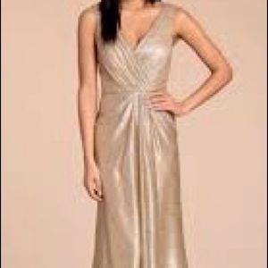 Hayley Paige gold metallic bridesmaid dress